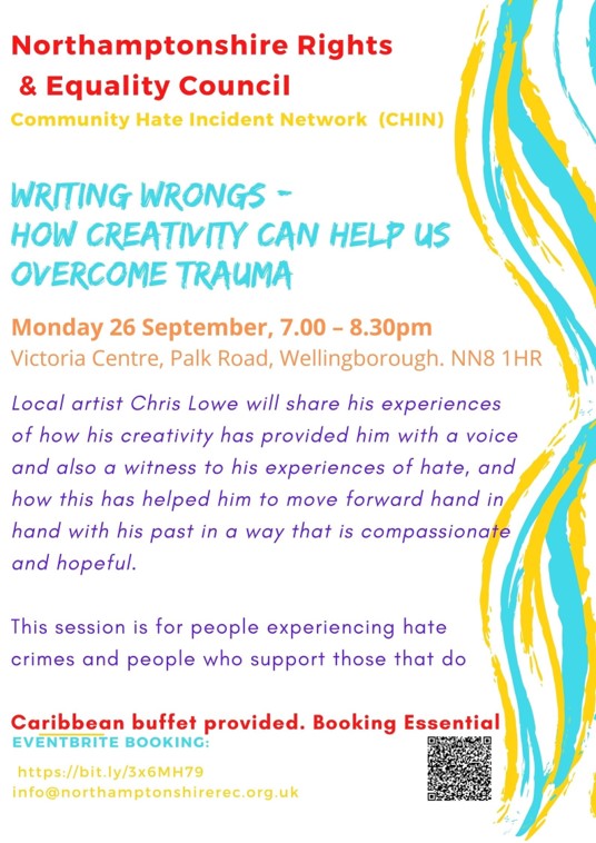 NREC Event – Writing wrongs – How creativity can help us overcome trauma Tickets, Mon 26 Sep 2022 at 19:00 | Eventbrite