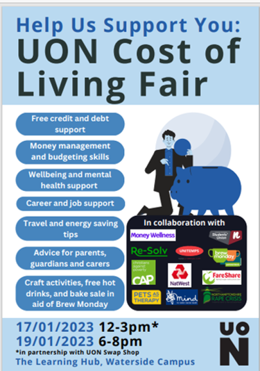 Cost of Living Fair at University of Northampton on 17th & 19th Jan