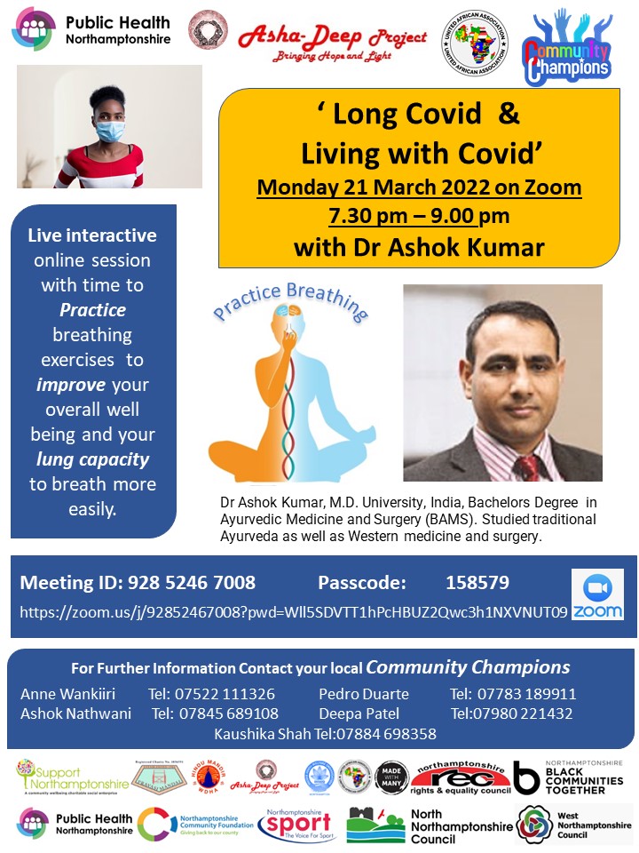 Zoom Meeting – Living with Covid and Long Covid – Monday 21 March, 7.30pm-9.00pm